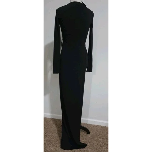 Express Women's Maxi Dress Small Sexy Cocktail Black Long Side Split NWT Bodycon - Picture 3 of 10